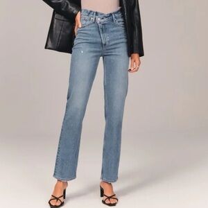 Abercrombie the 90s straight ultra high rise cross waist curve love Size‎ 14S